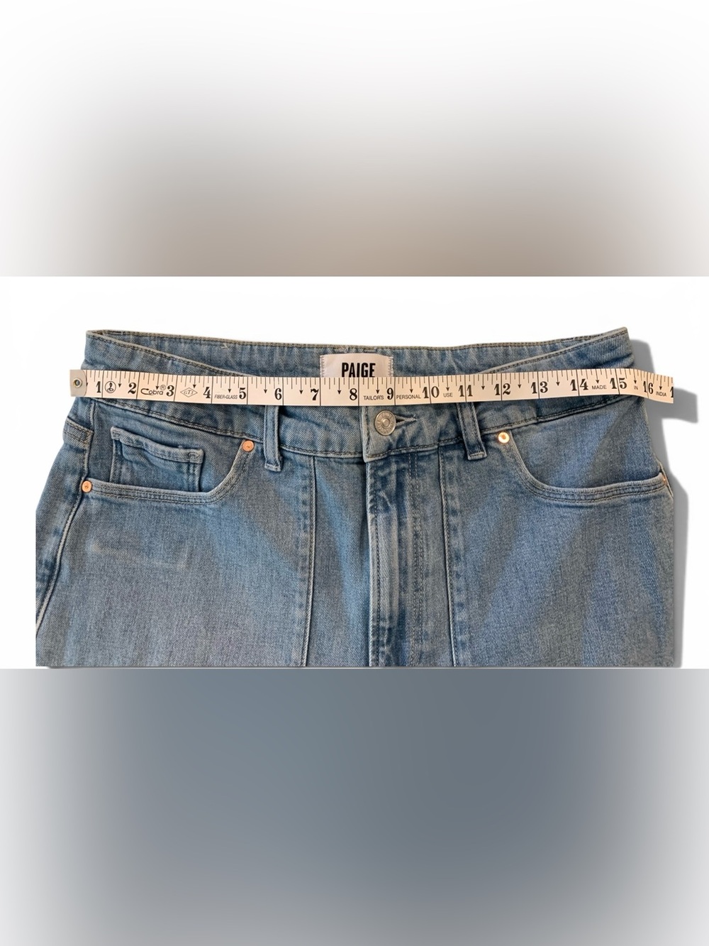 PAIGE Anessa High Rise Wide-Leg Crop Petite Jeans in Light Blue - Picture 8 of 12
